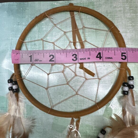New Brown Beaded Dream Catcher With Feathers Hanging Decor - Picture 5 of 6